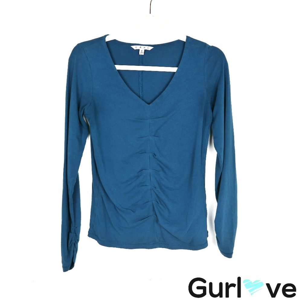 CAbi 775 Blue Long Sleeve Blouse Size M